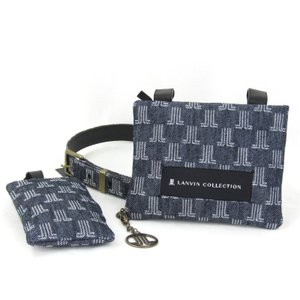 未使用 LANVIN COLLECTION    モノグラムジャガードウエストバッグ レザーベルト インディゴ