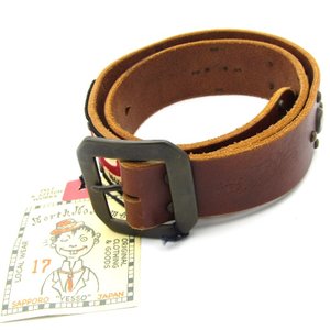 ベルト STUDS BELT NZ-1408 スタッズ ヴィンテージ加工 ブラウン 茶 S レザー 革