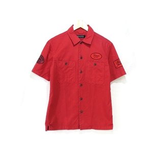半袖ワークシャツ 赤 ワッペン 2