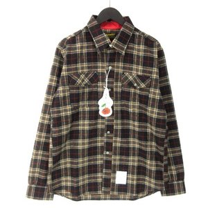 未使用 長袖チェックシャツ THOMAS SHIRTS ウール 黒 XL メンズ