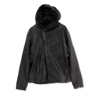 Carol drape riders キャロル ドレープ ライダース レザージャケット フーディ ブラック 黒 3