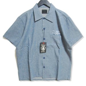 半袖ワークシャツ BSMG-17-SS-07 ステンシル インディゴ L メンズ 中古 27003159