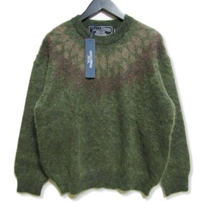 ニットセーター CLG-KN 017-002 DARK ARGYLE MOHAIR CREWNECK モヘア オリーブ M