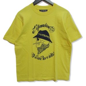 半袖Tシャツ プリント スカル クルーネック ロゴ イエロー M メンズ