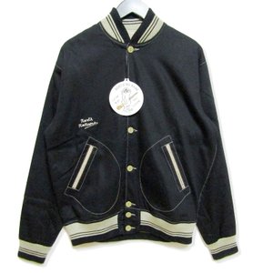 COTTON VARSITY JACKET NJ-0007 バーシティ ジャケット ブラック 黒 XL タグ付き