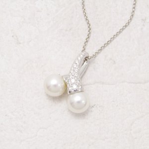 ネックレス K18WG パール ダイヤモンド 0.17ct K18WG 