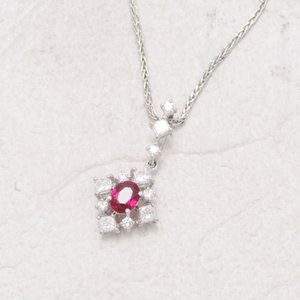 ネックレス Pt900 ルビー 0.63ct ダイヤモンド 0.51ct Pt850 プラチナ