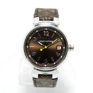 タンブール 腕時計 Q1311 デイト モノグラム クォーツ ブラウン