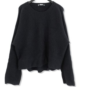 ニットセーター YK18AW0007S  7G OVERSIZED HALF CARDIGAN CREW NECK 黒 M メンズ