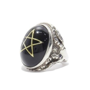  Alex Streeter アレックスストリーター Angel Heart Ring エンジェルハート リング ブラック 逆付 約19号 サイン刻印有 ケース付 【中古】50004599