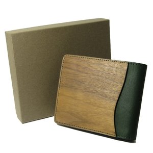 VARCO ヴァーコ 二つ折り財布 スマートウォレット ヌメ ブラックウォールナット 木製 グリーン 緑 レザー 革