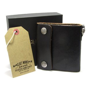 三つ折り財布 VATO LEATHER WALLET ショートウォレット BK-SILVER レザー 革 中古 50007931