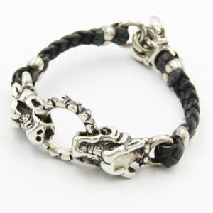 ブレスレット Braded Leather Gargoyle bracelet 2ガーゴイル 