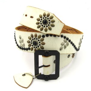 ベルト BT023 FLOWER STUDS BUCKLE フラワー スタッズ 1.75inch ホワイト 34 