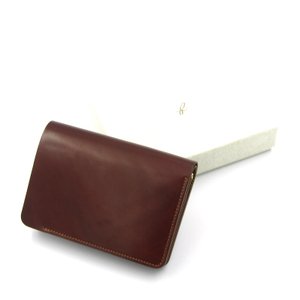 二つ折り財布 flp-26 Short Wallet シェルコードバン ミニ財布 ボルドー レザー