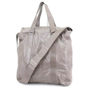 SMALL WEEKEND BAG ２WAY アニリンレザー トートバッグ CENDRE グレー ベージュ 