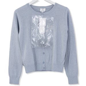 未使用 LANVIN en Bleu  バックチュールカーディガン 青 38 レディース