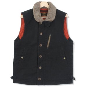 VINTAGE CORD DECK VEST L13W4-9157 ヴィンテージコード デッキベスト ミリタリー 黒 40