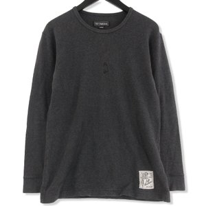 長袖Tシャツ ワンポイント コットン グレー L メンズ