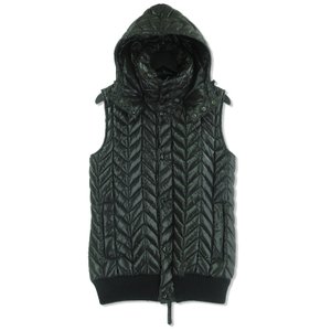 AD010 HERRINGBONE VEST ダウンベスト 無地 ジップ 前開き ブラック 黒 XL メンズ