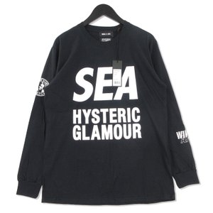 長袖TEE HYSTERIC GLAMOUR WDS-HYS-04 長袖Tシャツ ロゴ プリント Tee BK/WH M