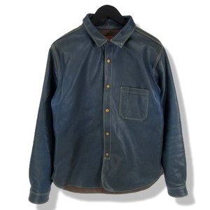 レザーシャツ レザー WS02 牛革 ジャケット コバルトブルー 40 メンズ 中古 20010388