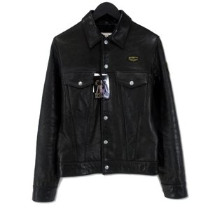 WESTERN LEATHER JACKET レザージャケット 黒 S メンズ 中古