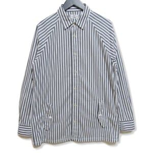 シャツジャケット COACH JACKET SHIRTS ストライプ 白 グレー M メンズ