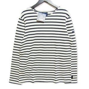 未使用 SAINT JAMES × LAVENHAM 長袖Tシャツ ひじパッチボーダー 白 紺 L メンズ