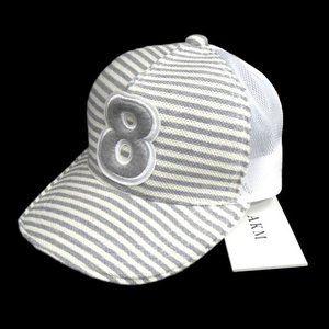 未使用 AKM × muta float inlay border BASEBALL CAP"8" グレー 白 帽子 メンズ