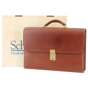 Schlesinger シュレジンジャー ブリーフケース フラップ 2層式 ビジネスバッグ ブラウン 茶 ベルティングレザー バッグ 鞄