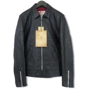 AD-01 SHEEP-SKIN CENTER ZIP JACKET シングルライダース 羊革 ブラック 黒 38 メンズ