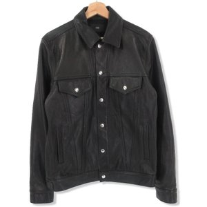 レザージャケット TRUCKER LEATHER JKT 黒 L メンズ