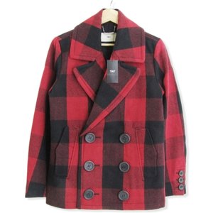 未使用 BUFFALO CHECK PEA COAT 赤 S タグ付き メンズ