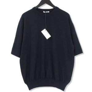 CASHMERE HARD TWIST KNIT TEE A21ST03CT カシミヤ 半袖T ニット TEAL GREEN ネイビー 紺