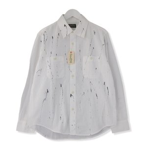 長袖シャツ SEERSUCKER L/S WORK SHIRT SPLASH PAINT オフホワイト S タグ付き メンズ