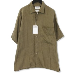 半袖オープンカラーシャツ A21B-05SH01B OPEN COLLAR SHIRT 麻 ヘンプ カーキ 3 タグ付き