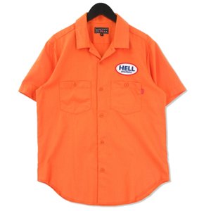 S/S Work Shirt 半袖ワークシャツ ワッペン オレンジ S メンズ 中古