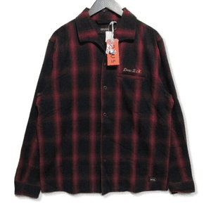 未使用 長袖ワークシャツ チェック 刺繍 ZEUS PLAID SHIRT 赤 L