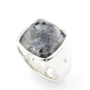 TOM WOOD トムウッド リング Cushion Larvikite Ring クッション ラルヴィカイト マーブル STERLING SILVER ＃58 
