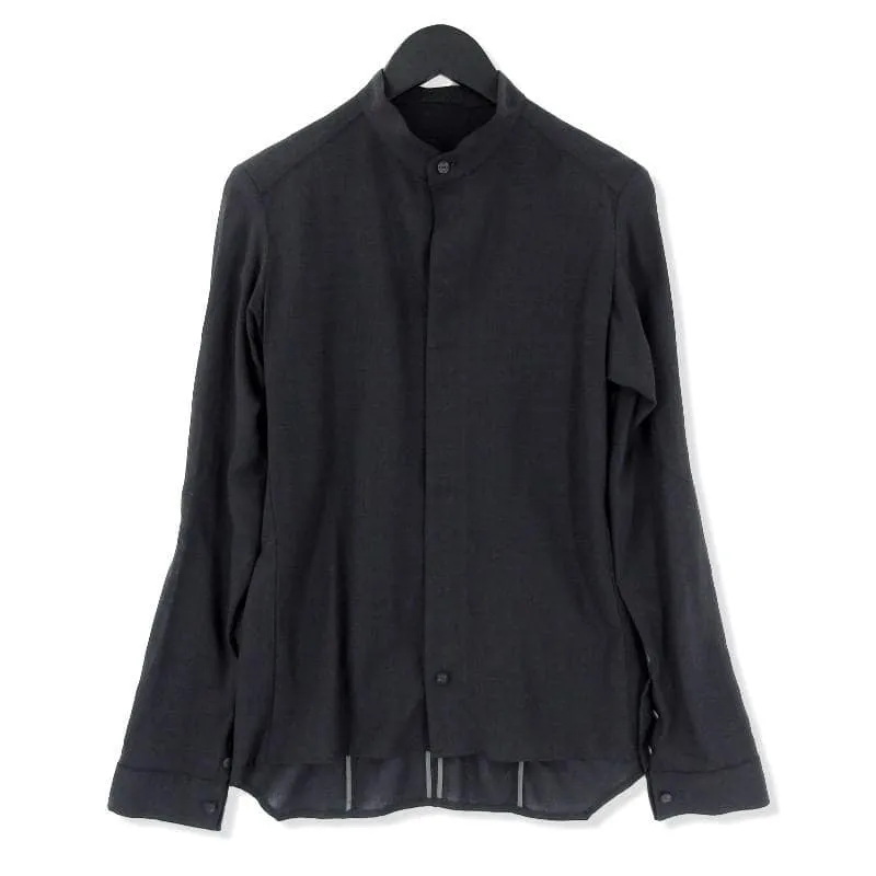 Shirt Stand Collar Wool スタンドカラー ウール 水牛釦 ブラック 黒 1 ストレッチ