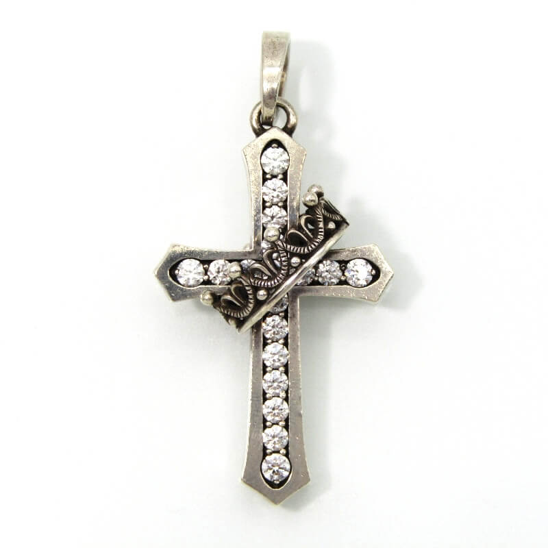 ジャスティンデイビスペンダント SPJ122-1 CROSS with CROWN/STONE CLEAR買取