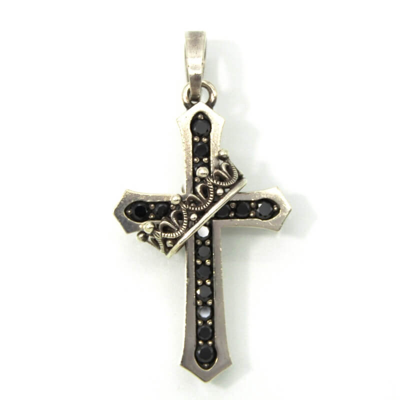 ジャスティンデイビスペンダント SPJ122-1 CROSS with CROWN/STONE BLACK買取