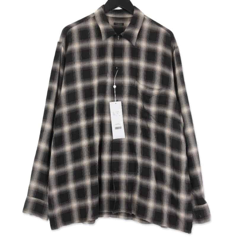 COMOLI コモリ 長袖チェックシャツ X01-02008 レーヨンチェック オープンカラーシャツ