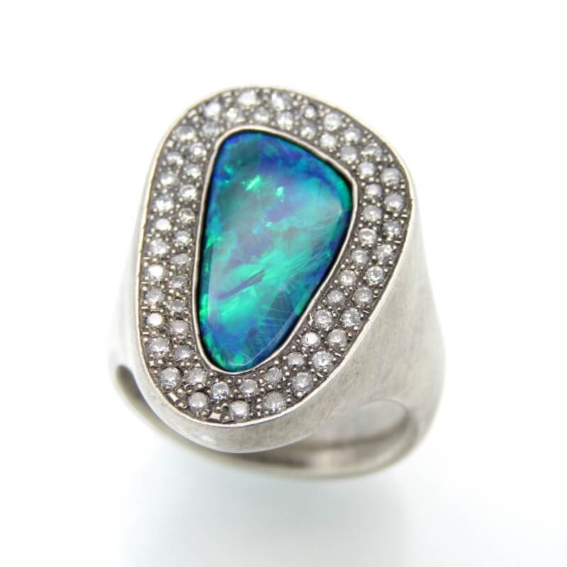 ハムリング オパール グレーダイヤモンド 0.37ct レディース買取