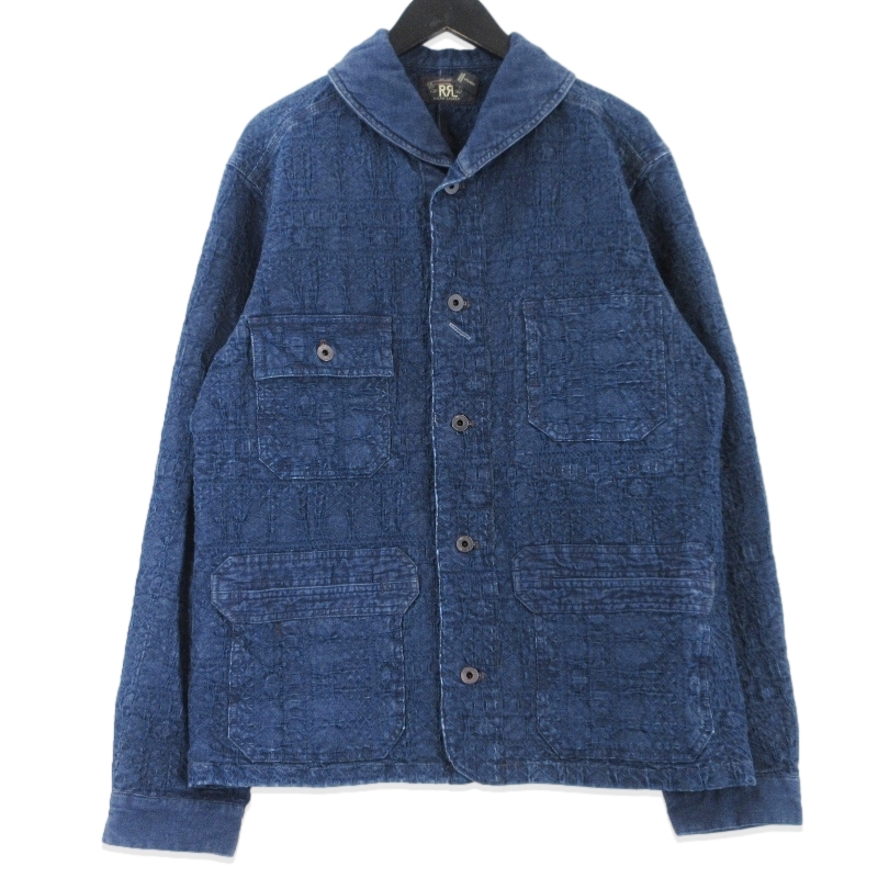 ダブルアールエルインディゴ ジャカード デック オーバーシャツ カバーオール買取